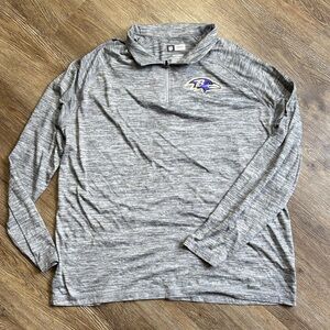 NFL Team Apparel Ravens Gray Heather Quarter-Zip Pullover